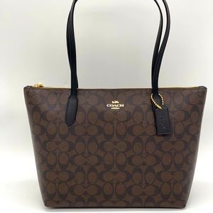 Coach Top Zip Tote in Signature Canvas